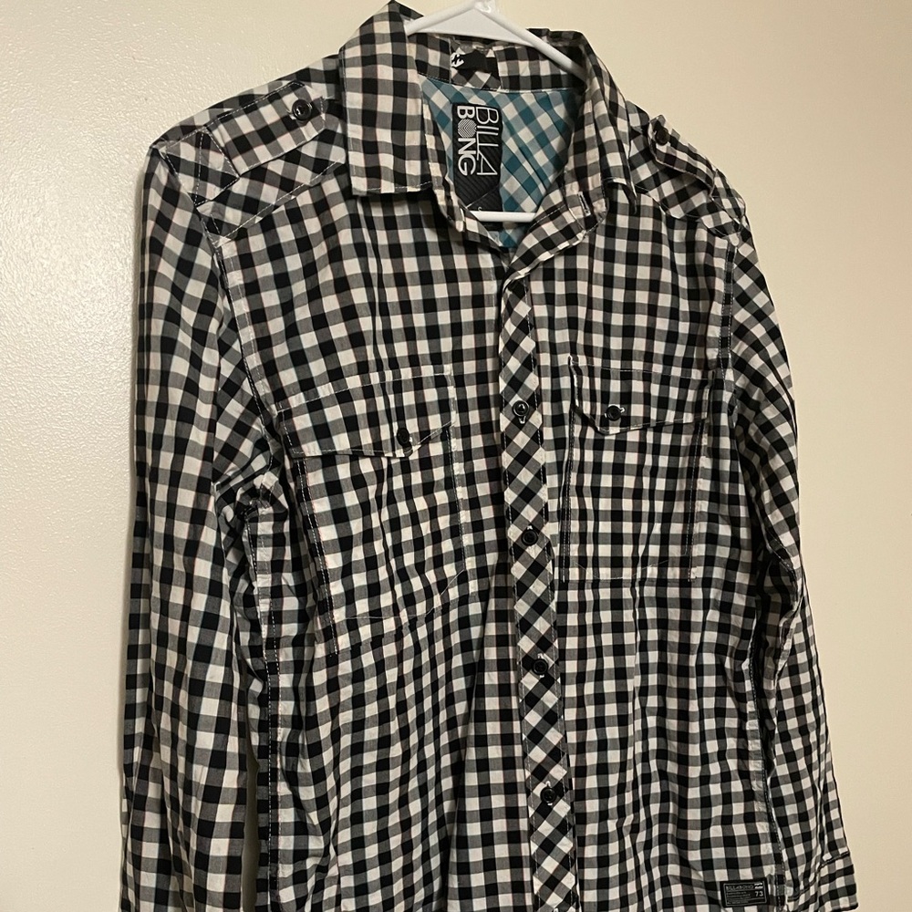 Billabong Checkered Button Up Medium
